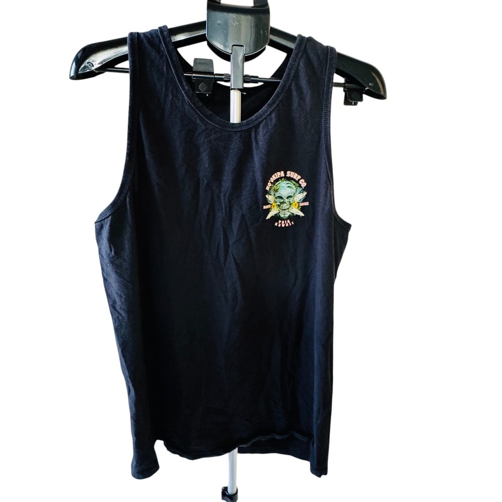 Hōʻokipa Surf Co Hawaii Skull Surfboard Graphic Tank Black Sleeveless Men's M